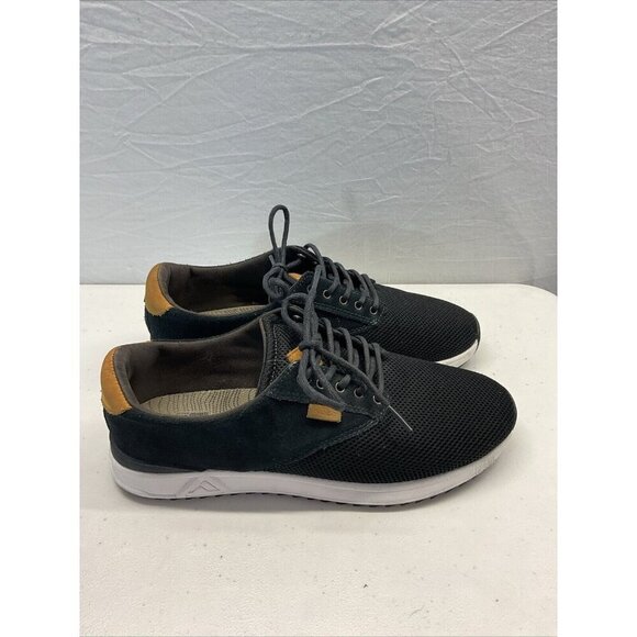 REEF Men's Mission TX Black Comfort lace up Sneakers suede mesh Size 10 - Picture 1 of 11